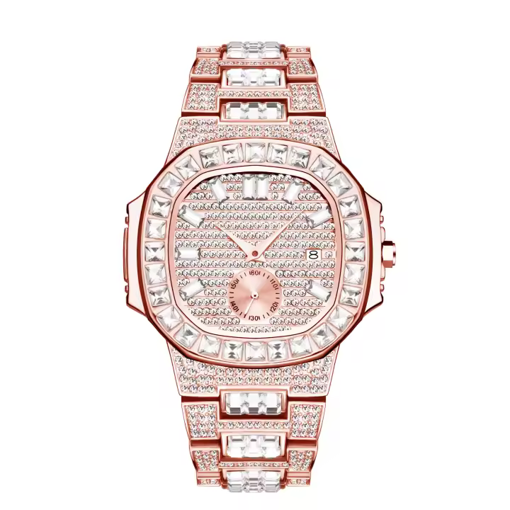 Reloj De Pulsera De Cuarzo Para Hombre MISSFOX Clásico Lujo Con Diamantes Full En Plata Acero Inoxidable Resistente Al Agua Y Shock - 1