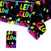 Mantel Desechable Let's Glow in the Dark Para Fiesta Neon Cubierta De Mesa Brilla Decoraciones De Cumpleaños Material De Poliéster - details 0