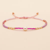 Pulsera Bohemia Hecha a Mano Con Perlas Naturales Y Granos De Arroz Coloridos Estilo Único Y Niche Para Mujeres - details 3