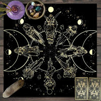 Mantel De Tela Para Cartas De Tarot 1pc Decoración De Juego De Cartas Pagan Con Fases De Luna Y Flores Estilo Pagan Para Atril Y Brujería - details 26