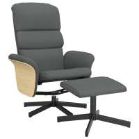 vidaXL Sillón reclinable con reposapiés tela Gris claro, Gris oscuro, Negro Sillon Dormitorio Sillon Comodos Silla Relax Sillón Sofá - details 0