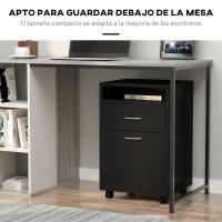 HOMCOM Cajonera de Oficina Móvil con Cajón y Gabinete Mueble Archivador con Ruedas Soporte de Impresora para Estudio 40x35x60 cm - details 1