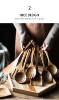 Juego de 9 cucharas de madera de piezas, utensilios de cocina de madera con soporte - details 3