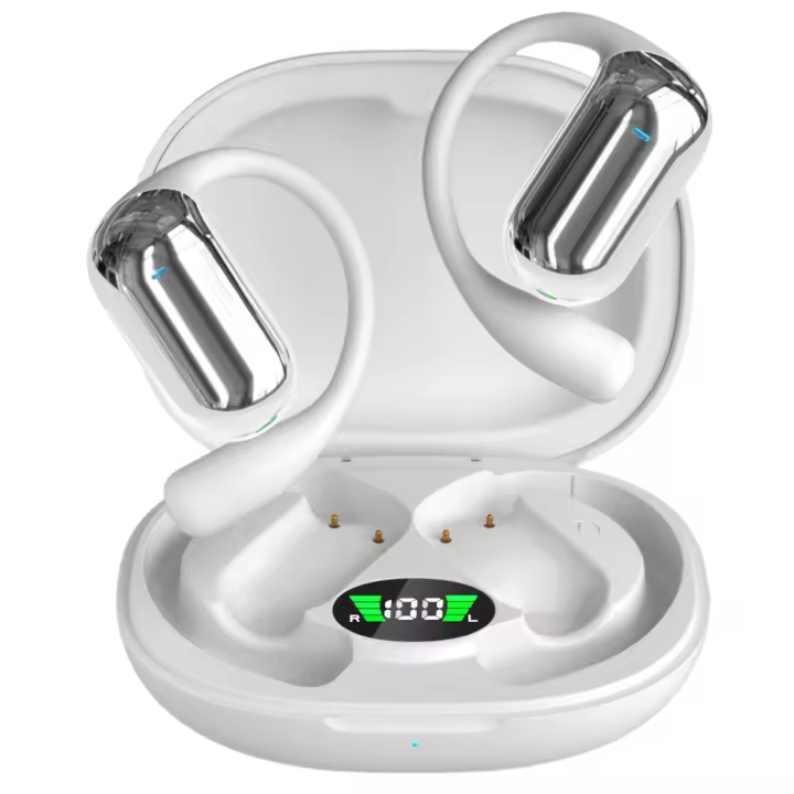 Auriculares Deportivos de Bluetooth V5.4 Cascos Auriculares Inalámbricos de Conducción Ósea Colgante de Oído Abierto - Sonido cristal y potente - Batería 500 mAh de gran capacidad - Diseño moderno - Fijación buena es ideal para deportes o gimnasio - 1