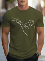 Camiseta De Algodón 100% Para Hombre Estilo Casual Con Diseño Divertido De Perro Primera Impresión Cuello Redondo Manga Corta Ajustable Para Todas Las Estaciones - details 16