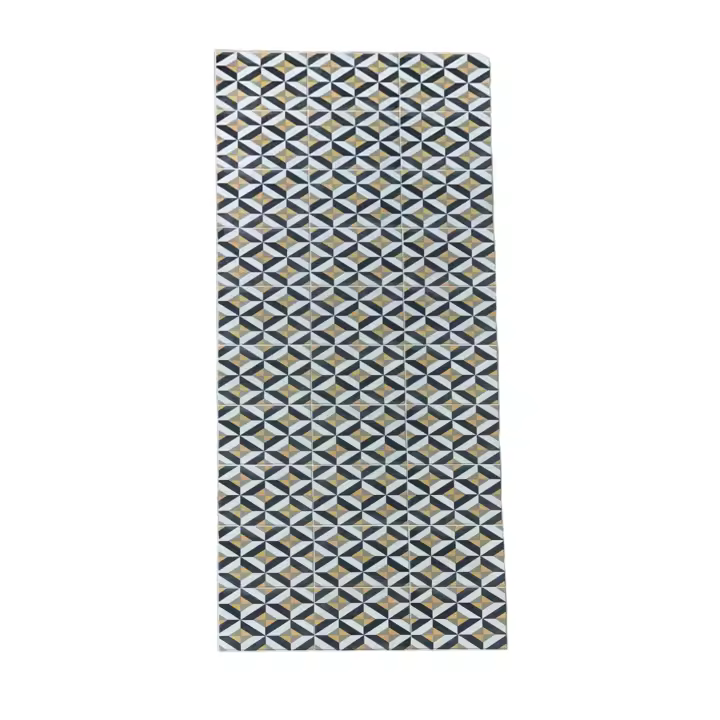 Alfombra Vinílica T & I 1979 ALFOMBRAS Y MOQUETAS - Diseño Geométrico Vintage - Color Beige, Gris y Salmón - 1