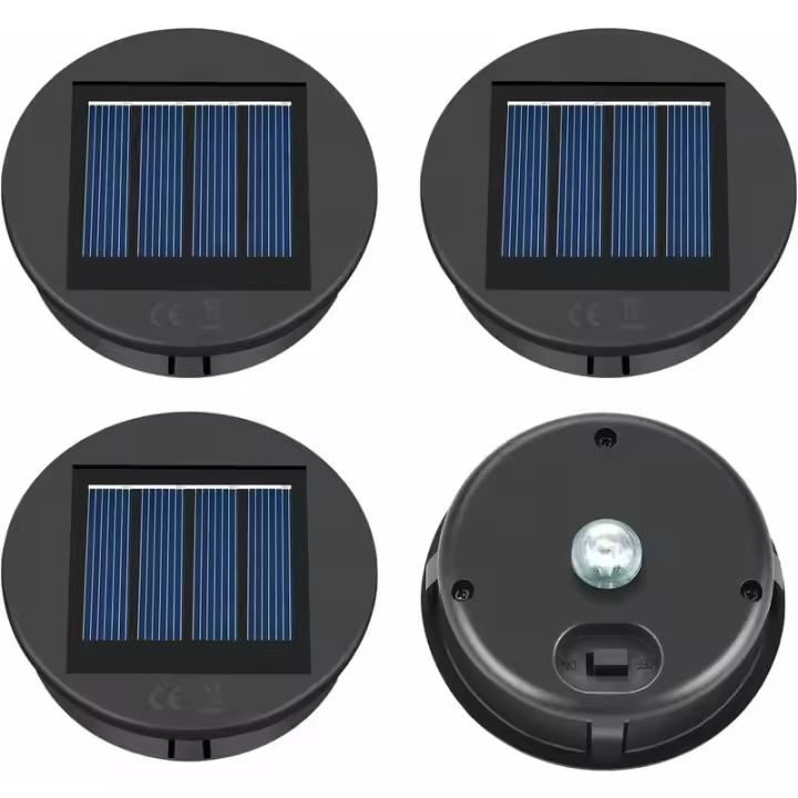 Juego de 4 luces solares LED de repuesto para exteriores, linterna solar de 8 cm, luz de repuesto solar superior IP55 resistente al agua para decoración de jardín/mesa [Clase de eficiencia energética A] - 1