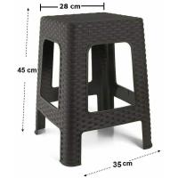 Maxia Market Taburete Silla de plástico Estilo Rattan vario colores, Banco Asiento Cuadrado, Muebles de exterior Sillas de jardín - details 1