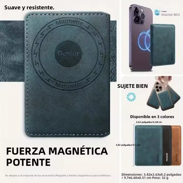 EUCAGR Portafotillas De Crédito Con Protección RFID Funda Magnética Para Teléfono Con 3 Slots De Tarjeta Cuero Sintético Seguro Para ID Y Tarjetas Regalo Para Hombres - 1