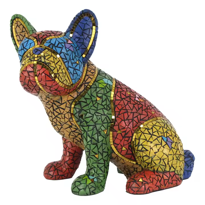 CAPRILO REGALOS & DECORACIÓN Figura Decorativa de Resina Multicolor "Perro Bulldog Sentado". Adornos y Esculturas. Animales. Regalos Originales. Decoración Hogar. 28,50 x 18 x 28 cm. - 1