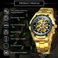 Reloj Mecánico WINNER Clásico Esqueleto Para Hombres Manos Luminosas Correa De Acero Inoxidable Marca De Lujo Forsining Reloj De Pulsera - details 10