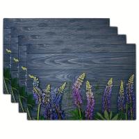 Juego De 4 Tapetes De Comedor Con Patrón Floral Tema De Verano Colores Vibrantes Para Madera Tapete De Mesa Para Decoración Interior - details 7