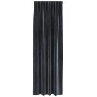 Cortinas Opacas vidaXL con cinta superior 2 pcs Gris Oscuro Terciopelo - details 2