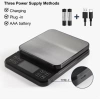 Báscula de cocina grande, precisión de 0,1 g, capacidad de 5 kg, con función de porcentaje, carga USB, pantalla LCD visual, plato de pesaje de acero inoxidable, color negro. ) (sin pilas) - details 1