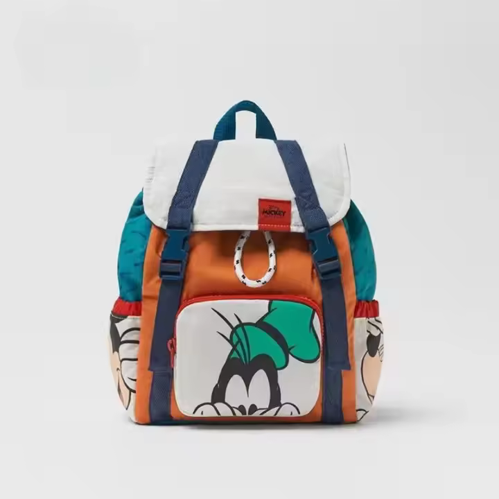 Mochila Disney Para Niños Con Diseño De Mickey Correa Desenrollable Estudiantil Moda Bolsa Escolar Material Nylon - 1