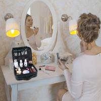 Neceser Maquillaje Bolso Mujer, Bolsa de Cosméticos de Viaje Impermeable Estuche de Viaje Portátil Maletín Manicura Joyero y Uñas Organizador, with Divisiones Extraible, Verde - details 1
