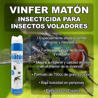 Vinfer Matón Insectos Voladores V805. Insecticida de acción inmediata. Especialmente efectivo contra moscas y mosquitos. Aerosol 750ml - details 0