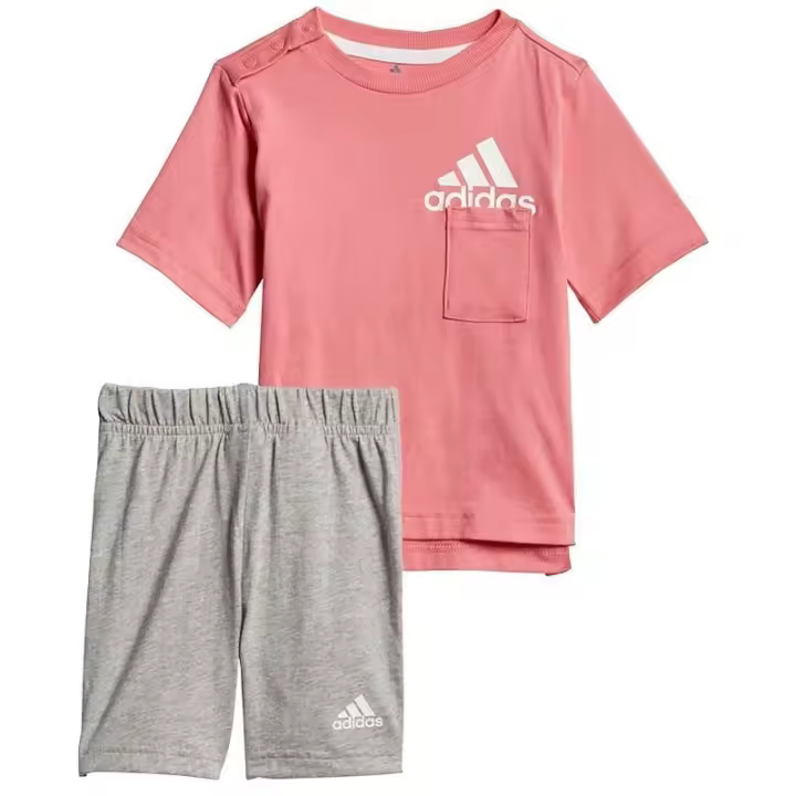 CONJUNTO BEBE NIÑA ADIDAS CAMISETA ROSA CON MALLA GRIS (GM8971) - 1