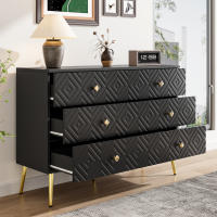Modern Dormitory de 6 Bolsos-120x40x80cm-Elegant Negro with gold-Pates de metal para la estabilidad - Ideal para dormitorios y salones - details 3