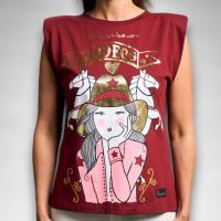 Top Rodeos Anabel Lee - Sin Mangas, Hombros Definidos y Maxi Print Foil Dorado - details 1