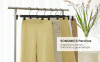 SONGMICS 12 Perchas para Pantalones, Alta Resistencia y Duradera con Pinzas, Perchas Plástica Faldas, Ahorran Espacio, Ganchos Giratorios de 360°, 35 cm de Largo, Negro - details 0