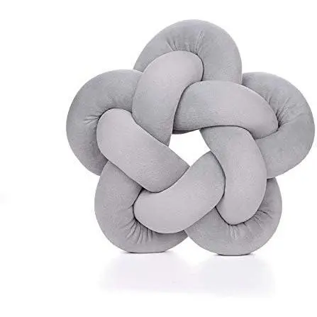 Office Ball Cushion, Knot Ball Pillow, Round Woven Pillow Cushion, Baby Nap Decoration Bedroom Living Room Pillow (Light Gray) - 1