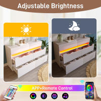 Cómoda, aparador de Madera with 6 bolsitos, iluminación LED (control por APP), Armario multicuonal para Sala de estar y dormitorio, 71x120x40 cm - details 2