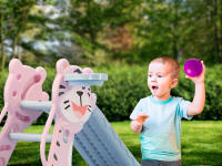 tobogán, tobogán infantil, tobogán 2 en 1, tobogán con canasta, tobogán con diseño resistente