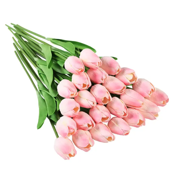 Artificial Flowers Fake Tulip Latex Material Real Touch Suitable for Wedding Room Home Hotel Party Decoration and DIY Decoration (Yellow - 20pcs) - 1