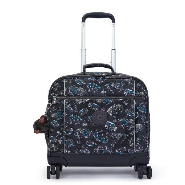 Mochila grande Kipling New Storia Jungle Fun Race con 4 ruedas 360° y compartimento para portátil. Trolley escolar premium
