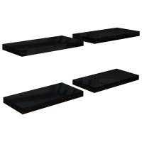 vidaXL Estantes flotantes de pared 4 uds MDF 50x23x3,8 cm Blanco brillante, negro brillante, gris brillante Mueble Almacenaje Estantería para Oficina, Estudio, Dormitorio Estantería/Librería/ mueble de Almacenamiento - details 5