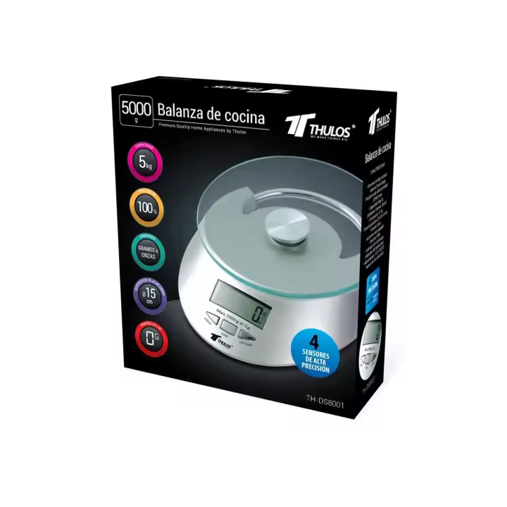 Balanza de Cocina Digital TH-DS8001 Capacidad de 5kg Precisión y comodidad en la cocina con la Balanza Digital TH-DS8001 de Thulos. Diseñada para una capacidad de 5kg, ideal para uso doméstico - 1