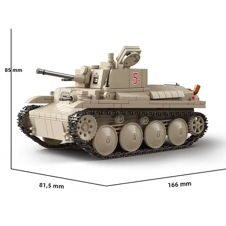 Bloques De Construcción De Tanque Ligero Tipo F 38-T De La Segunda Guerra Mundial WW2 Para Niños Juguetes Militares Alemanes Modelos De Soldados Y Tanques - 1
