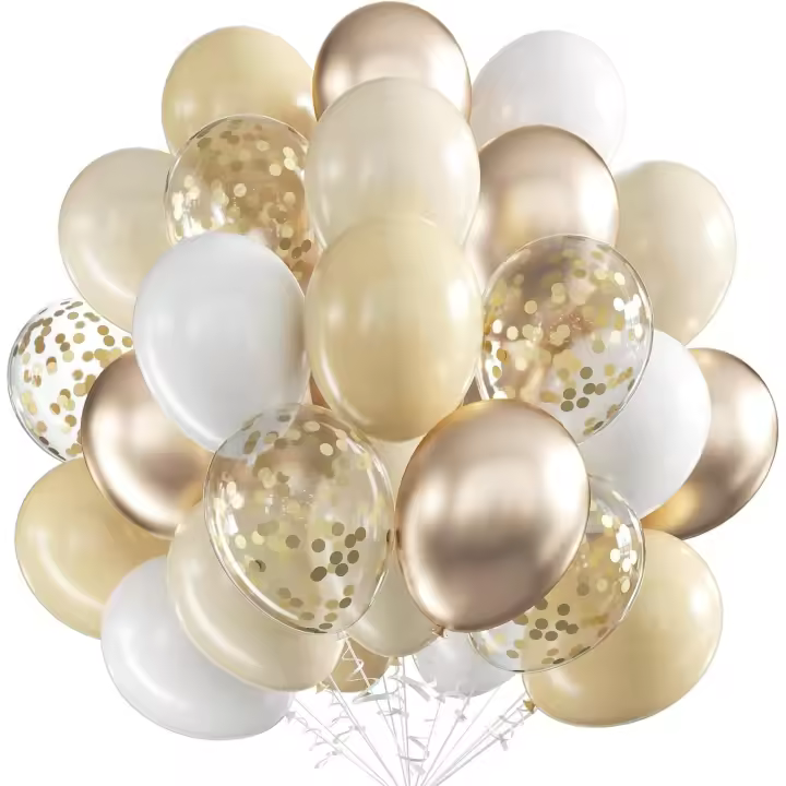 Ballons Champagne d'or Set, Ballons Anniversaire, 60 Pièces 12 pouces Ballons de Baudruche, Champagne d'or blanc Latex Ballons Helium Ballons Party Ballons Pour Mariage Anniversaire Fête Baby Shower - 1
