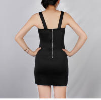 Vestido Elegante Y Delgado Para Oficina En Negro Vestido Mini De Hombros Descubiertos Estilo Oficina Lady Zipper Sin Mangas Para Mujer Verano - details 7