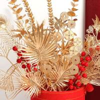 1/3/5Pcs Bouquet De Flores Artificiales Doradas Para Decoración De Hogar Navidad Año Nuevo Fiesta De Cumpleaños DIY Adornos Para Vaso Accesorio De Plantas - details 11