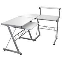 vidaXL Escritorio de esquina madera contrachapada 132x112x99cm en color Negro/Blanco/Marrón | estructura resistente ideal para salón dormitorio o estudio - details 1