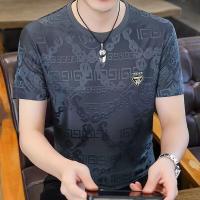 Camiseta De Verano Para Hombres Con Manga Corta Seda De Hielo Delgada Y Transpirable Tendencia Jacquard Talla Grande Secado Rápido Top Fresco - details 3