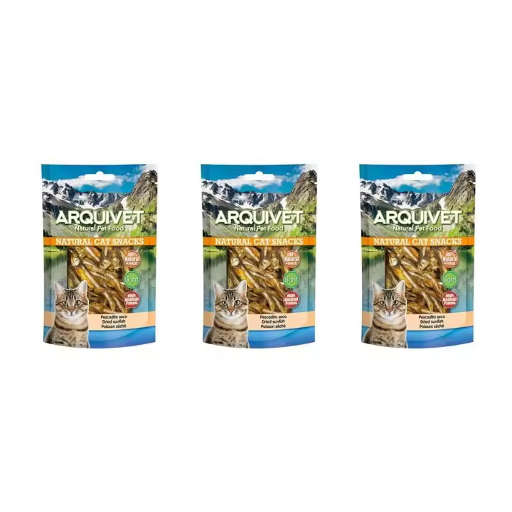 Snacks para Gatos Pescadito Seco 50 Gr (Pack de 3 Unidades ) -Naturales - Complemento Alimenticio Felino Arquivet - 1