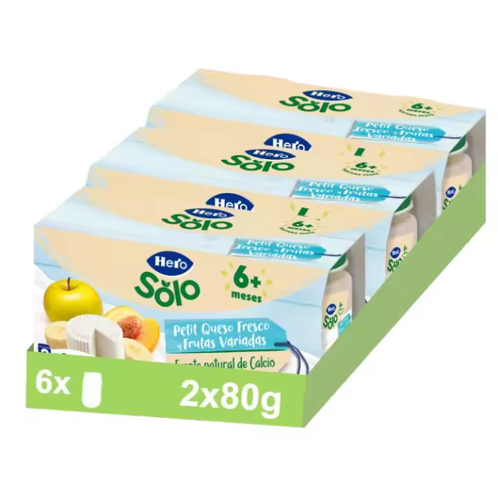 Hero Tarrito Baby Petit Queso Fresco y Frutas Variadas. Para bebés desde 6 meses 3 pack 2x80gr - 1