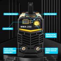 Máquina de soldadura portátil MMA-250, soldador eléctrico de arco inversor, corriente ajustable, MMA Arc MIG TIG Soldador Synergy para Bricolaje en Casa Fuente de Alimentación Batería, Herramienta de Soldadura Eléctrica de Precisión - details 1