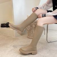 Botas De Mujer Invierno 2021 Nuevas Botas De Caballero Con Lona De Piel Artificial Y Forro De Algodón Terciopelo Modernas Suela De Goma Tacón Cuadrado Altura Media - details 36