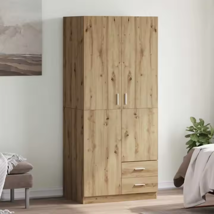 vidaXL Armario de madera de ingeniería roble artesanal 80x52x180 cm - 1
