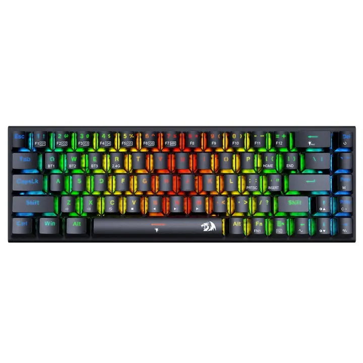 Redragon K633RGB-PRO Ryze Pro 68 Teclado mecánico de modo tri RGB con retroiluminación Bluetooth/2.4Ghz/Cableado con interruptor rojo - Negro - 1