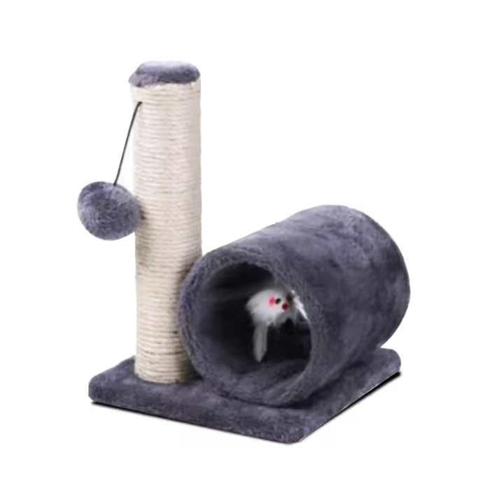 GREATOOL  Árbol Rascador para Gatos Pequeño Altura 30 cm con tubo para Rascar y Juguete de Bola Colgante 35,5x37x46 cm Gris - 1