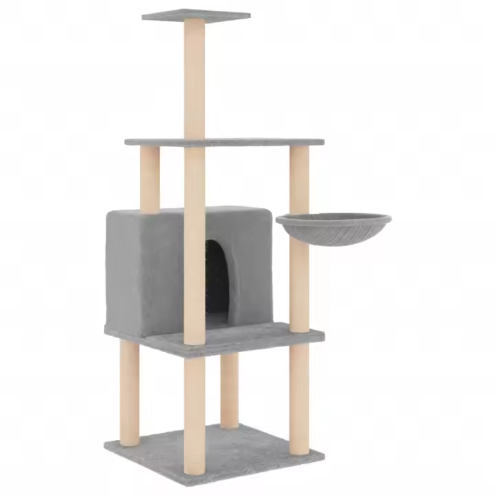 Rascador para Gatos con postes de ISAL gris Claro 132 cm - 1