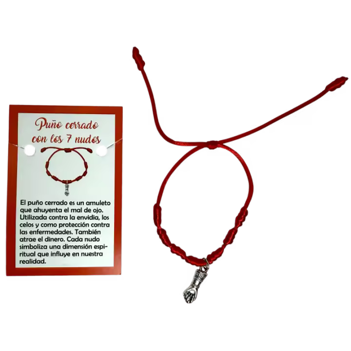 Pulsera 7 Nudos con Puño Cerrado / Higa / Figa HOSTENATURA - Ahuyenta mal de ojo, envidia y celos - 1