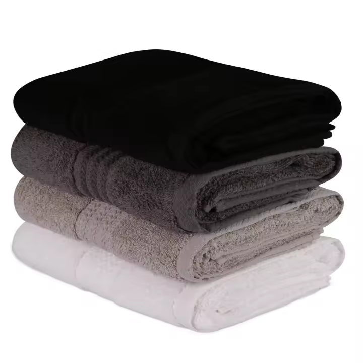 Wellhome Juego de Toallas de Mano 4 Piezas 100% Algodón 500 Gr/m² Blanco Gris Gris Oscuro Negro - 1