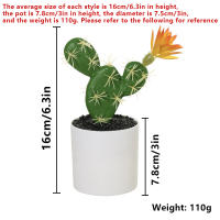 Cactus Artificial Con Flores Pequeño Plantas En Maceta De Plástico Para Decoración De Escritorio Hogar Y Habitaciones Estilo BONSAI - details 1