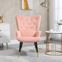 HOMCOM Sillón Individual Sillón Orejero Butaca de Salón Tapizado en Terciopelo con Respaldo Alto Reposabrazos y Patas de Acero Estilo Moderno 68x72x103 cm - details 5